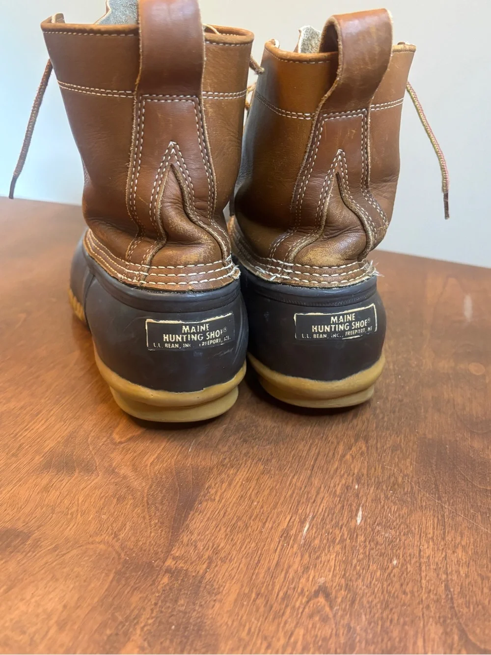 L.L. Bean Two-Tone Brown Leather and Black Rubber Duck Boots